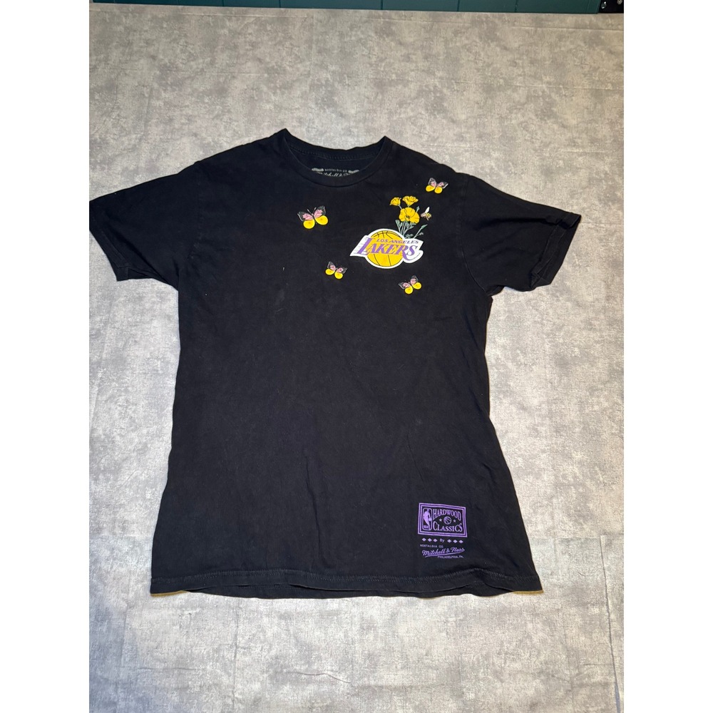 Mitchell & Ness Los Angeles Lakers Butterfly Poppy Black T-Shirt Large